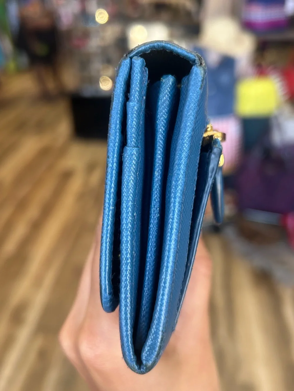 Prada Wallet Saffiano Double in Cobalt